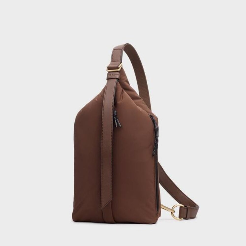 RAG & BONE Revival Sling Bag Puffer Brown & Gold Hardware